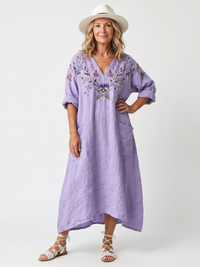 Tavi | Floral Besticktes Oversized Midi Kleid