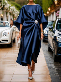 Luxe Shimmer Satin Langkleid