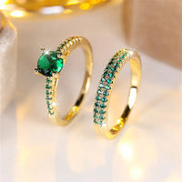 Duo Ringenset mit Smaragd in Gold