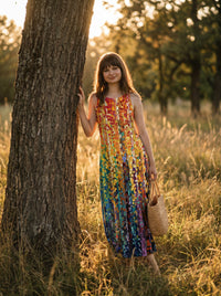 Maren Ärmelloses Maxikleid im Juwelen-Mosaik Sonnenuntergang