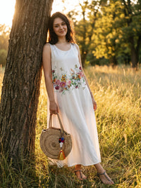 Maren Ärmelloses Maxikleid in Ivory Garden Party