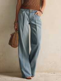 Küstenlässige Hellblaue Palazzo-Denimhose
