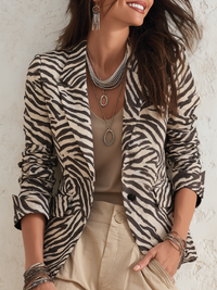 Moderner Sand Zebra Print Blazer