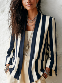 Klassischer Navy Streifen Relaxed Blazer