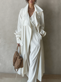 Bohemian Perlenweißer Trenchcoat