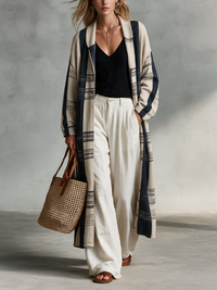 Müheloser Boho Übergroßer Gestreifter Duster Cardigan
