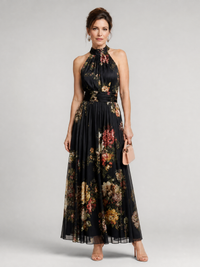 Sior | Florales Neckholder-Midi-Kleid