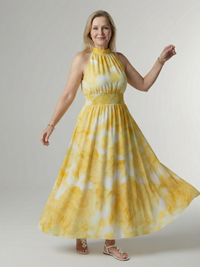 Sylin | Gerafftes Halter-Midi-Kleid