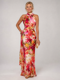 Elisabetta | Halterneck Blumenmuster Maxikleid