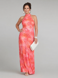 Coraline | Neckholder Maxi-Kleid mit bedrucktem Muster