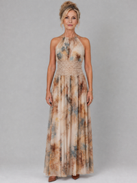 Elavenue | Maxikleid mit Neckholder und Spitzenbund