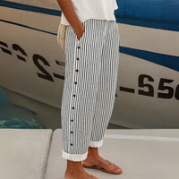 Caitlin | Elegante Streifen-Hosen mit Knöpfen