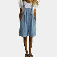 Lily | Latzhose aus weichem, vintage gewaschenem Denim in Hellblau