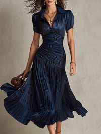 Adriana - Midi-Kleid aus satin mit retro Streifen