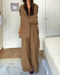 Modisches Einfarbiges Bequemes Shirt & Hosen Zweiteiliges Set