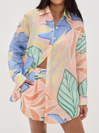 Playa Boyfriend Tropisches Blatt-Print Kurzset