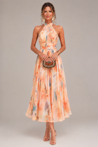 Aurore | Maxikleid mit Wasserfarbenmuster