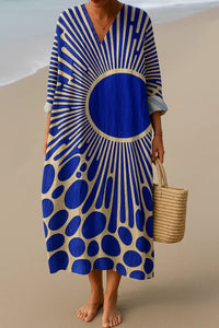ELARA™ | KLEID AUS BLAUEM BAUMWOLLSTOFF - INSPIRIERT VON DER KUNST