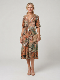 Elegantes bedrucktes Midikleid