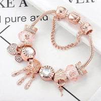 Rosa Traumfänger Armband mit Inklusive Silberne Charms