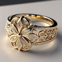 Goldring mit blumenförmigem Zirkonia