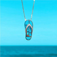 Halskette mit Anhänger aus Silber mit Blauem Opal