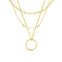 Offenes Hoepelcollier mit Drei Reihen in Gold
