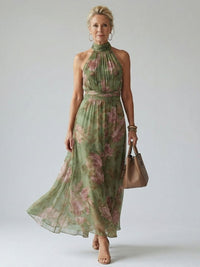 Mirelle | Gerafftes Halter-Midi-Kleid