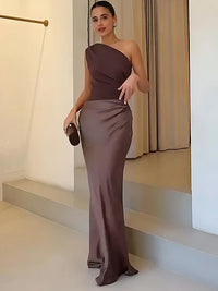 Luna™ | Maxikleid aus Satin mit Schlitz