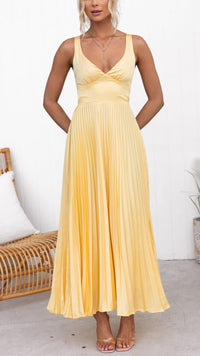 Malka™ | Maxikleid mit V-Ausschnitt und Faltenwurf