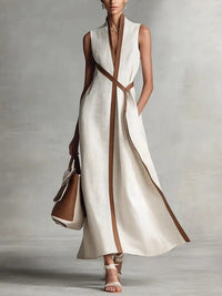 Alessia | Leinen-Mix ärmelloses Maxikleid