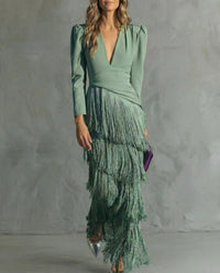 Chiara - Elegantes Kleid mit Fransenärmeln