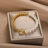 Elegantes Armband aus Gold und Perlen