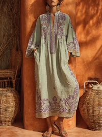 Elena™ | Besticktes Mediterranes Maxikleid