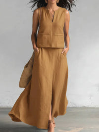 Damen Minimalistisches Ärmelloses Baumwollset