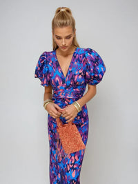 Oranit™ | Buntes Kleid mit Plisseeärmeln