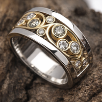 Vintage Gold & Silber Efeu Zirkonia Ring