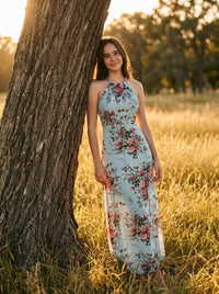 Cosima Halter Maxikleid in Seaglass Rose