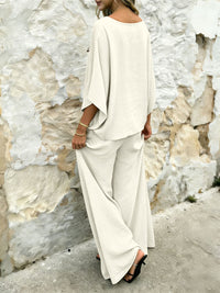 Damen Freizeit Set mit Rundhalsausschnitt und Batwing-Ärmeln